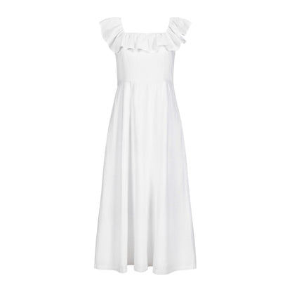 Women's Linen Ruffle Collar Dress