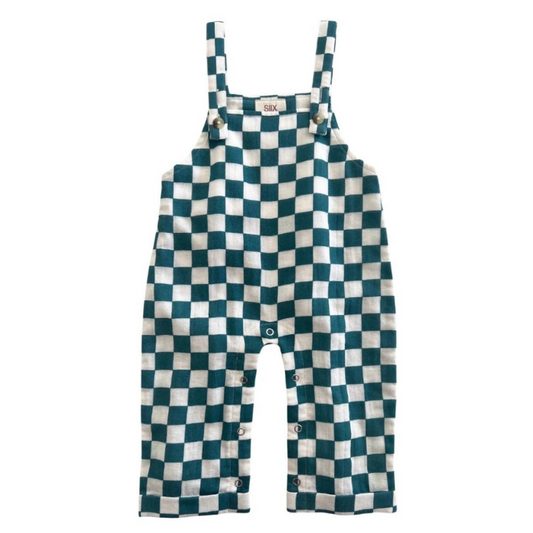 Organic Baby Overalls - Pacific Checkerboard