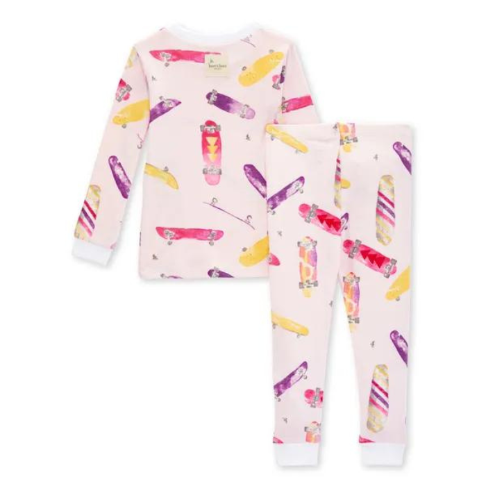 Organic Toddler Skateboard Pajamas - Pink