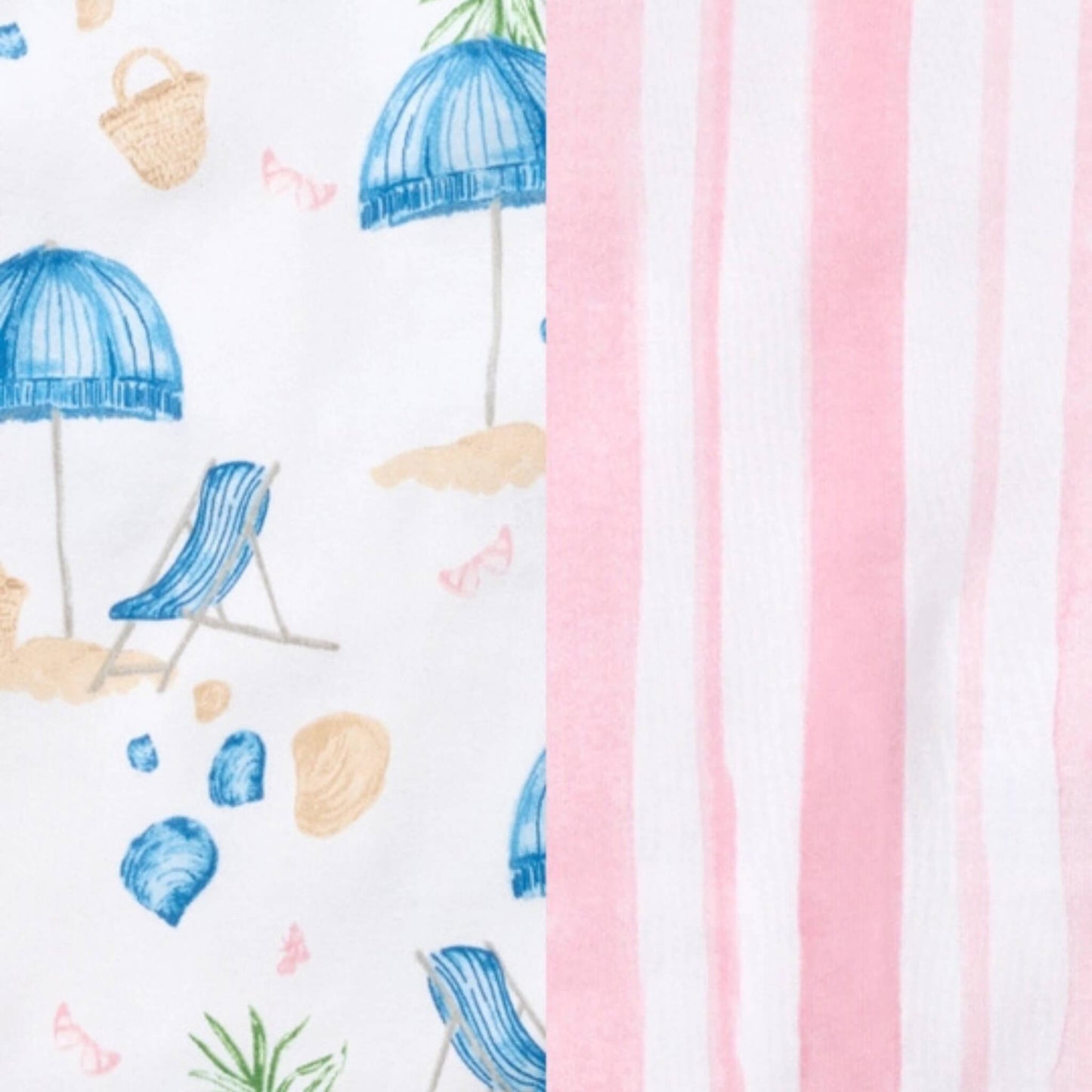 2 Pack Organic Toddler & Kid PJ Set - Santorini Beach & Pink Stripe