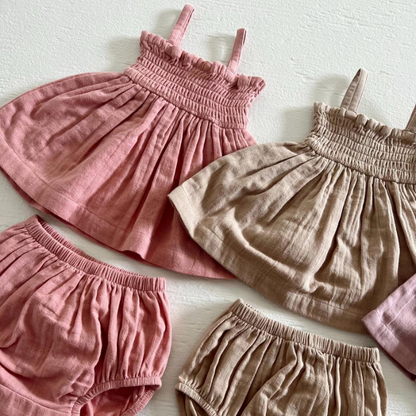 Organic Baby Dress & Cover Set - Rosy