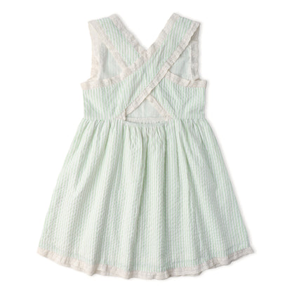 Organic Cross Back Dress - Basil Stripes