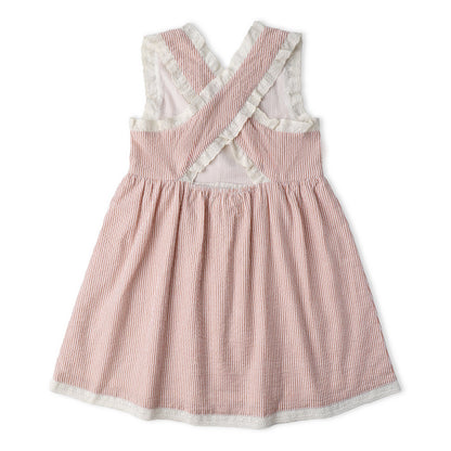 Organic Cross Back Dress - Coral Stripes