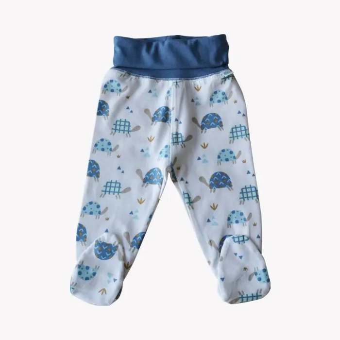 Organic Baby Footed Pants - Toby Tortoise