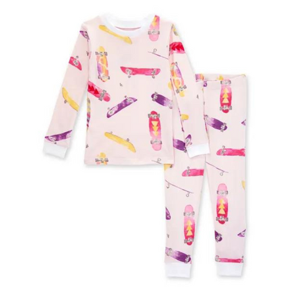 Organic Toddler Skateboard Pajamas - Pink