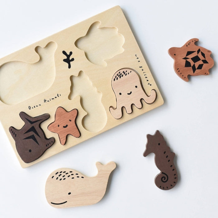 Wood Baby / Toddler Tray Puzzle - Ocean Animals