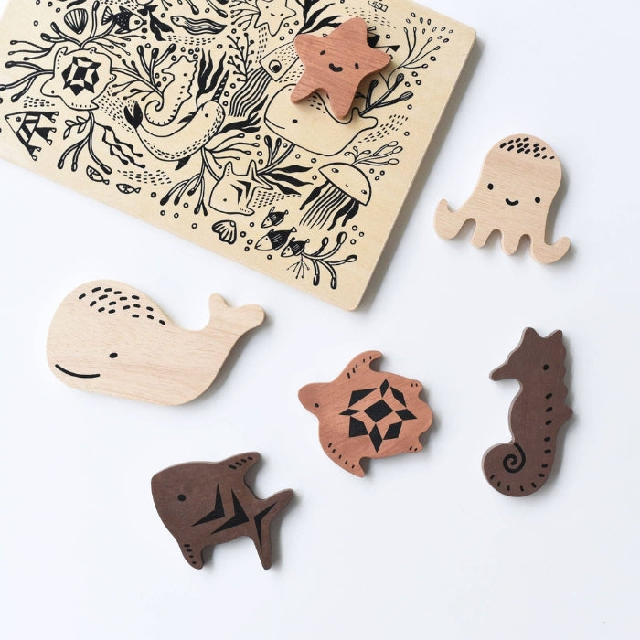 Wood Baby / Toddler Tray Puzzle - Ocean Animals