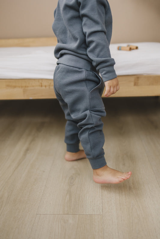 Organic Baby & Toddler Waffle Joggers - Charcoal