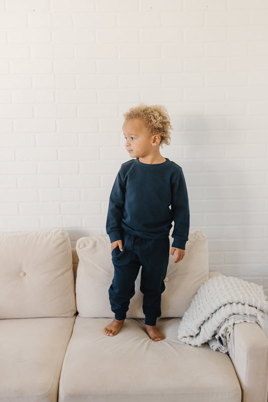 Organic Organic Waffle Knit Baby & Toddler Top - Dark Sapphire