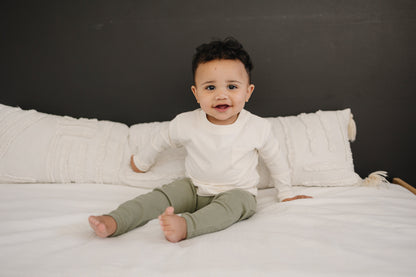 Organic Waffle Knit Long Sleeve Pocket Tee - Ivory