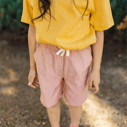 Organic Kids Jules Shorts - Orange Chambray