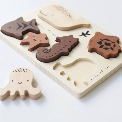 Wooden Tray Toddler Puzzle - Ocean Animals