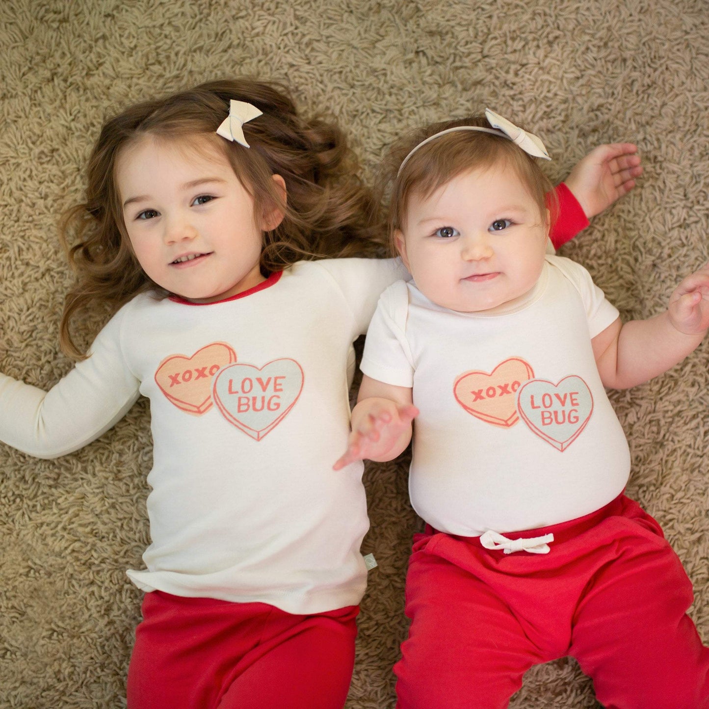 Organic Graphic Baby Bodysuit - Candy Hearts