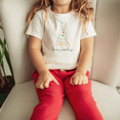 Organic Graphic Toddler Tee - Happy Holidays Tree