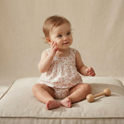 Organic Scalloped Top & Bloomers Set - Pink  Bloom