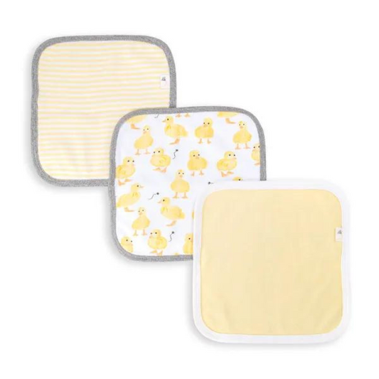 Organic Baby Washcloths Set / 3 Pack - Little Ducks