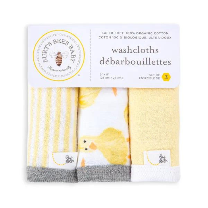 Organic Baby Washcloths Set of 3 Pack - Little Ducks