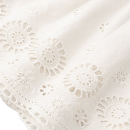 Organic Eyelet Flutter Dress - Ivory Eyelet
