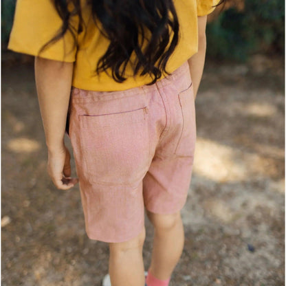 Organic Kids Jules Shorts - Orange Chambray