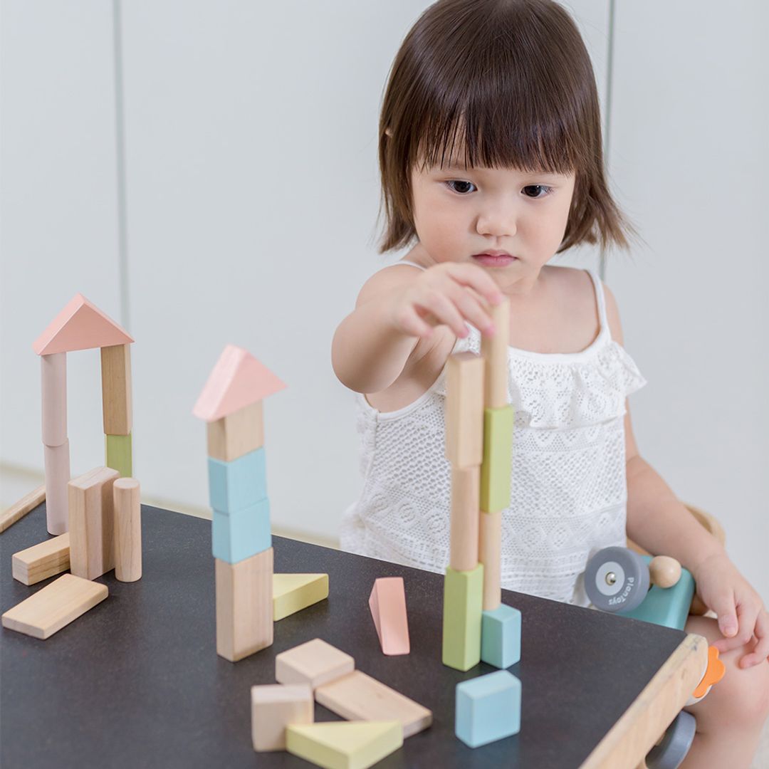 40-Piece Small Unit Wooden Blocks – Pastel Set