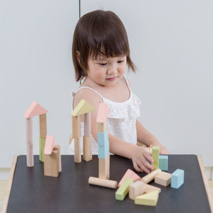 40-Piece Small Unit Wooden Blocks – Pastel Set