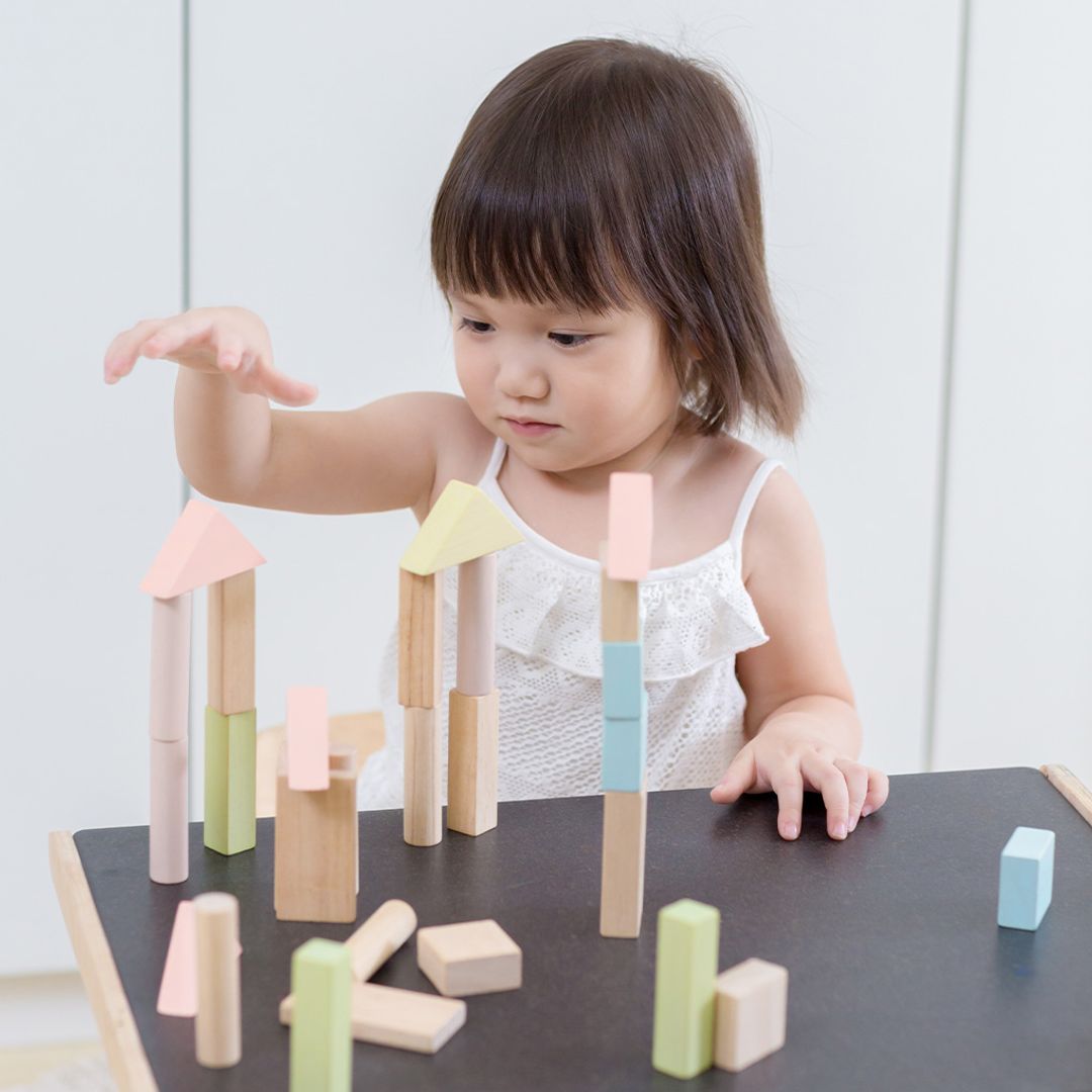 40-Piece Small Unit Wooden Blocks – Pastel Set