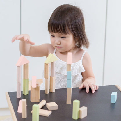 40-Piece Small Unit Wooden Blocks – Pastel Set