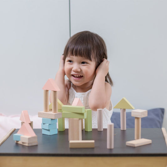 40-Piece Small Unit Wooden Blocks – Pastel Set
