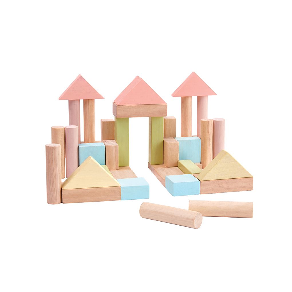 40-Piece Small Unit Wooden Blocks – Pastel Set