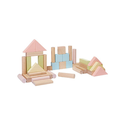 40-Piece Small Unit Wooden Blocks – Pastel Set