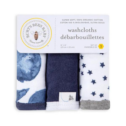 Organic Baby Washcloths Set of 3 Pack - Hello Moon!