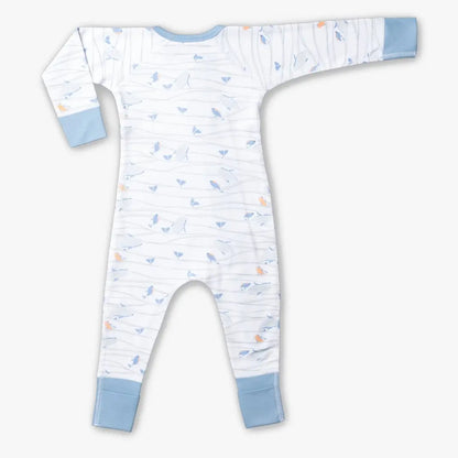 Organic Baby Zip Romper - Whales