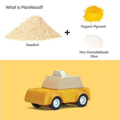 Wooden Toy Yellow Taxicab