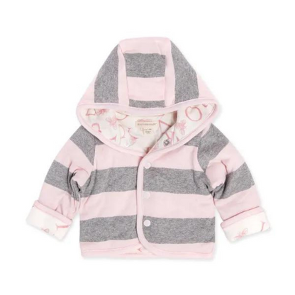 Organic Baby Reversible Jacket - Alphabet & Stripes (Blossom)