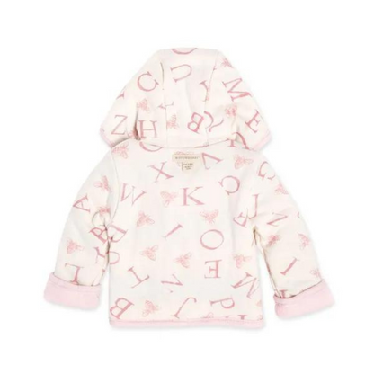 Organic Baby Reversible Jacket - Alphabet & Stripes (Blossom)