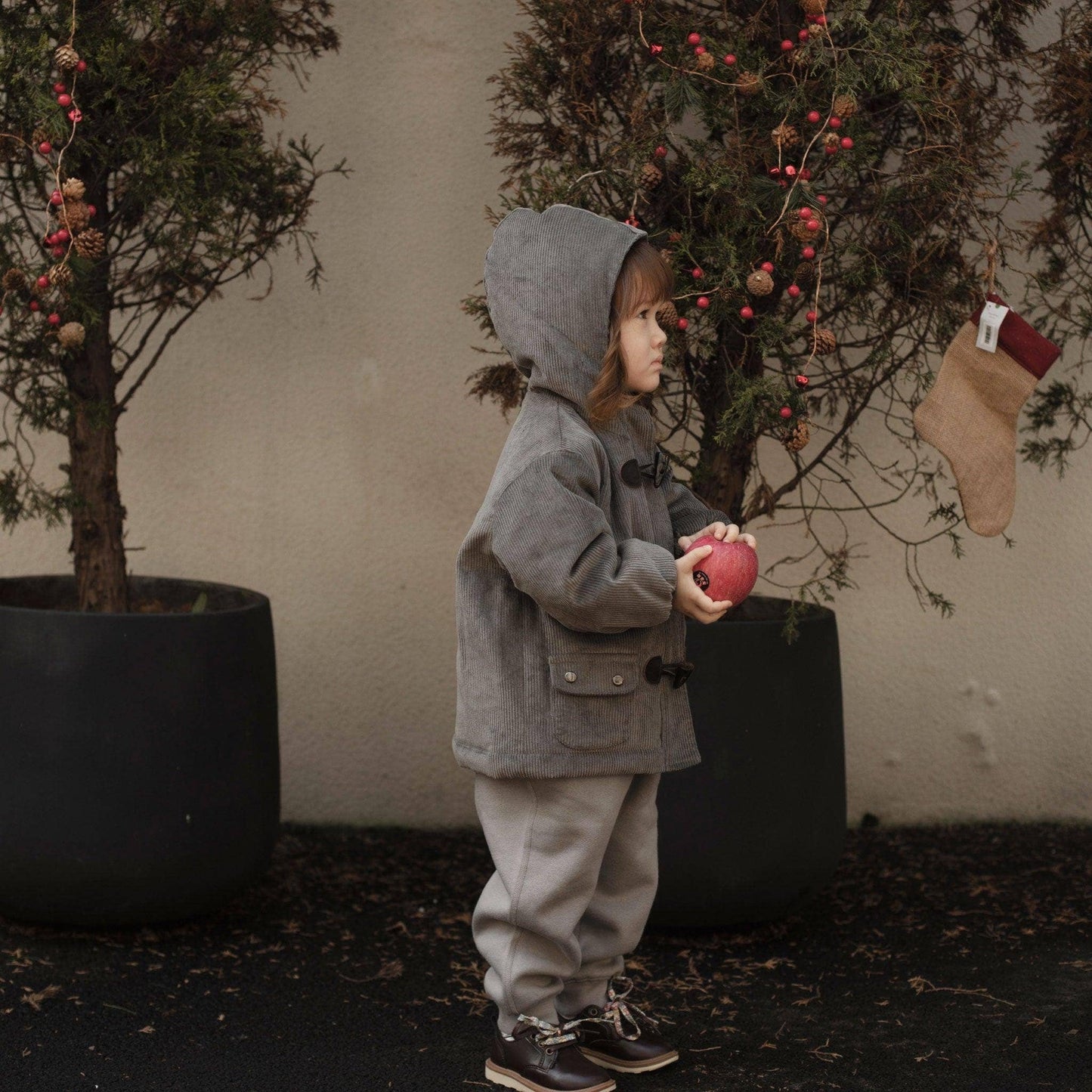 Organic Baby / Toddler Corduroy Quilted Coat - Elephant Gray