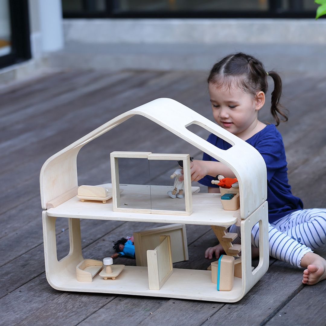 Contemporary Wooden Dollhouse Toddler Toy