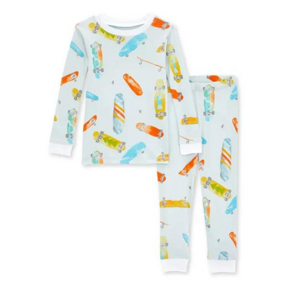 Organic Toddler Skateboard Pajamas - Blue