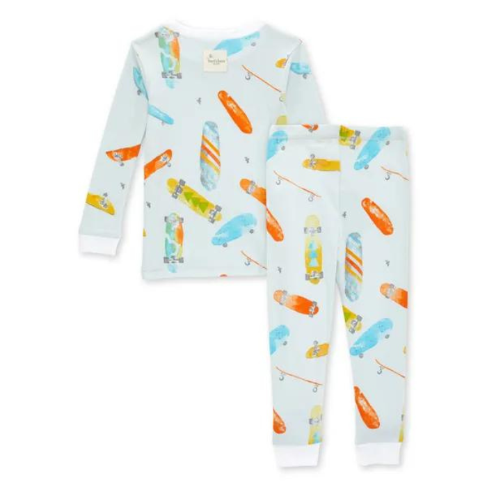 Organic Toddler Skateboard Pajamas - Blue