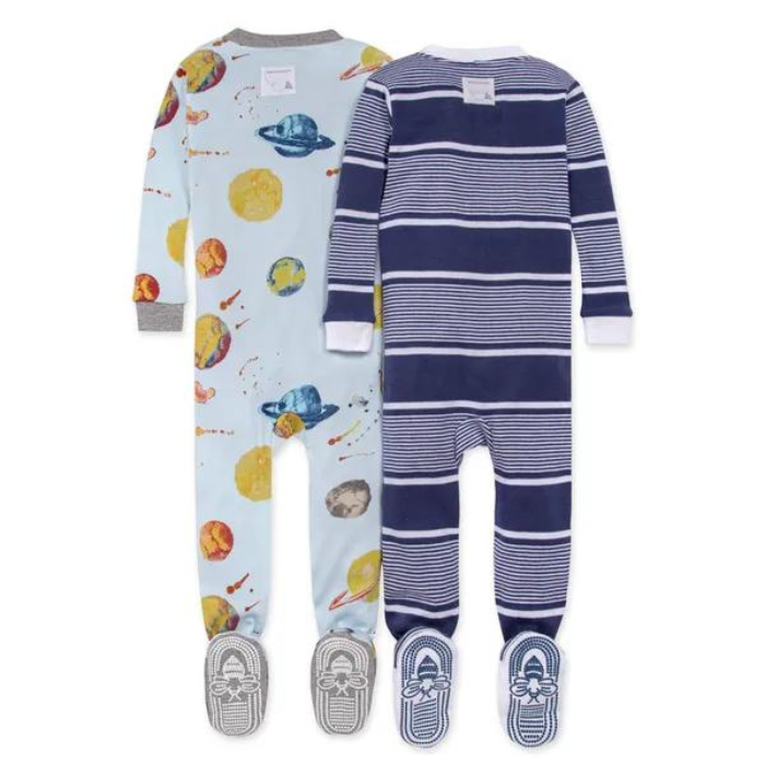 Set of 2 Organic Baby Footed Sleepers - Little Planets