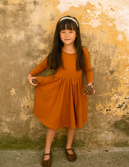Organic Girls Twirl Dress - Caramel Cafe
