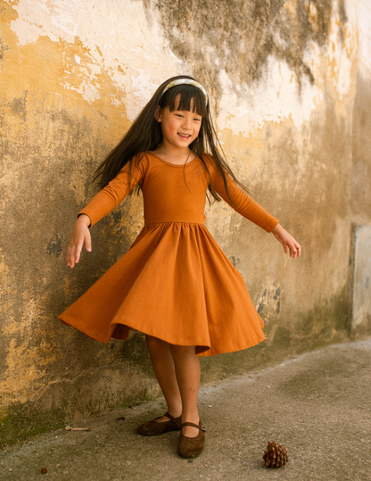 Organic Girls Twirl Dress - Caramel Cafe