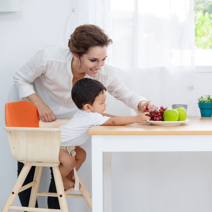 Wooden High Chair - Orange