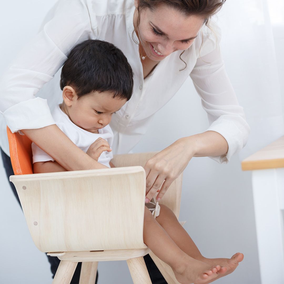 Wooden High Chair - Orange
