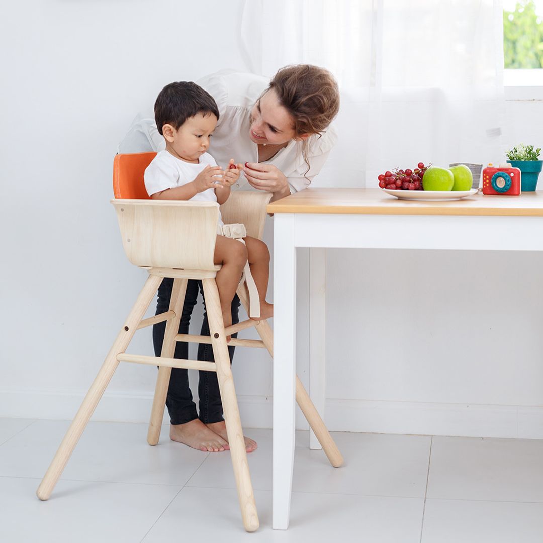Wooden High Chair - Orange