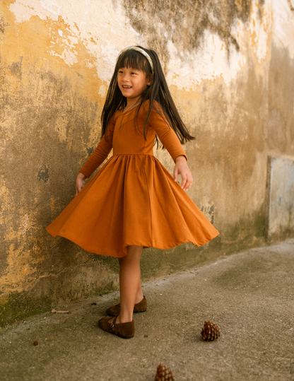 Organic Girls Twirl Dress - Caramel Cafe