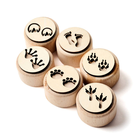 Animal Trackers - Wooden Dough Stampers - 6ct