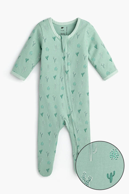 Organic Baby Sleeper - Green Cactus