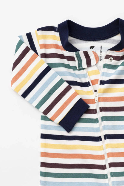 Organic Baby Footless Romper - Fall Stripes