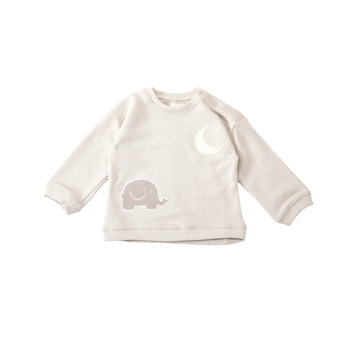 French Terry Organic Baby Pullover - Patched Moon
